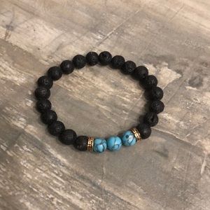 🎀NWOT Black, Gold, Turquoise Beaded Bracelet